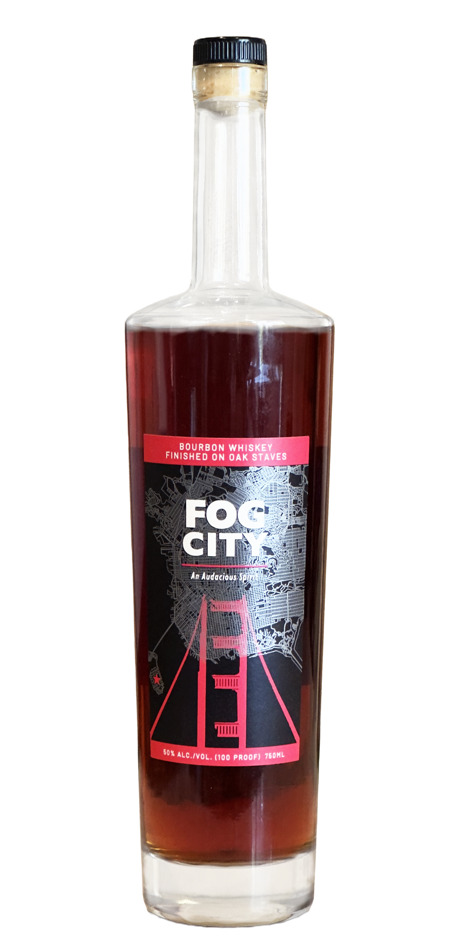 Fog City Bourbon Whiskey — 100 proof, finished on oak staves